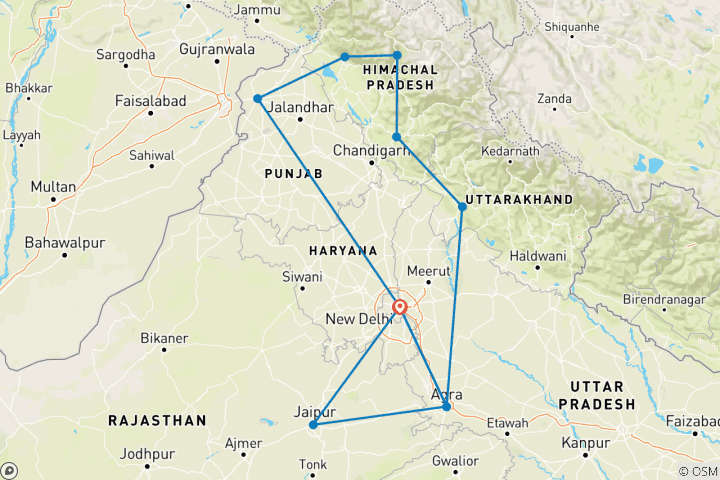 Map of One of its kind Himalaya Indian family homestay with Taj Mahal and Golden temple