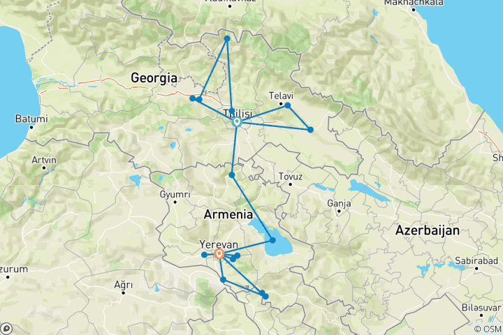 Carte du circuit Circuit en petit groupe en Géorgie et en Arménie