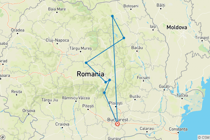 Map of The Romanian UNESCO Heritage Tour – 4 days