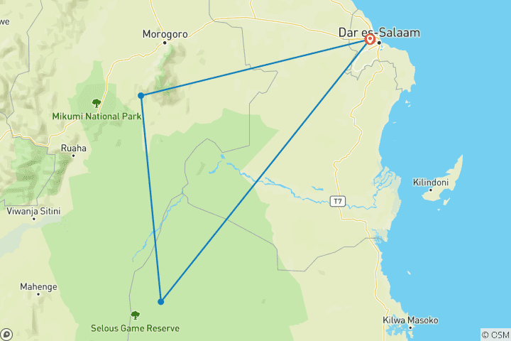 Map of 5 Days Southern Circult Splendor