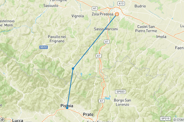 Carte du circuit Nourriture, culture et bien-être dans la région cachée de l'Émilie-Romagne