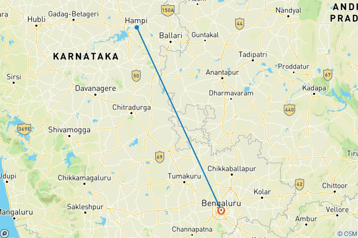 Carte du circuit Circuit d'évasion de luxe à Hampi