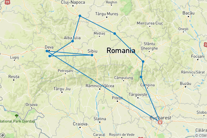 Map of Magic Transylvania Tour – 4 days