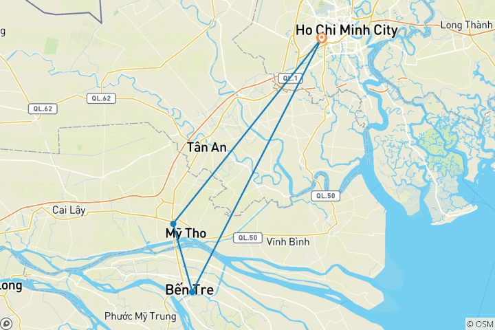 Kaart van Dagtocht naar de Mekong Delta