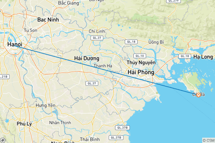 Kaart van Lan Ha Bay cruises & kajakken dagtour