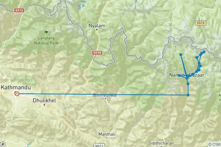 Kaart van Een verbazingwekkende Everest Basiskamp Trek