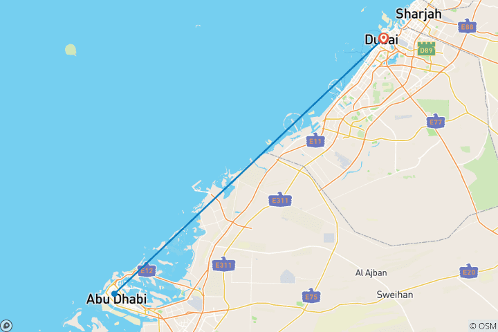 Map of Arabian Excursion - Dubai and Abu Dhabi