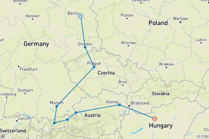 Map of Best of Central Europe  Tour