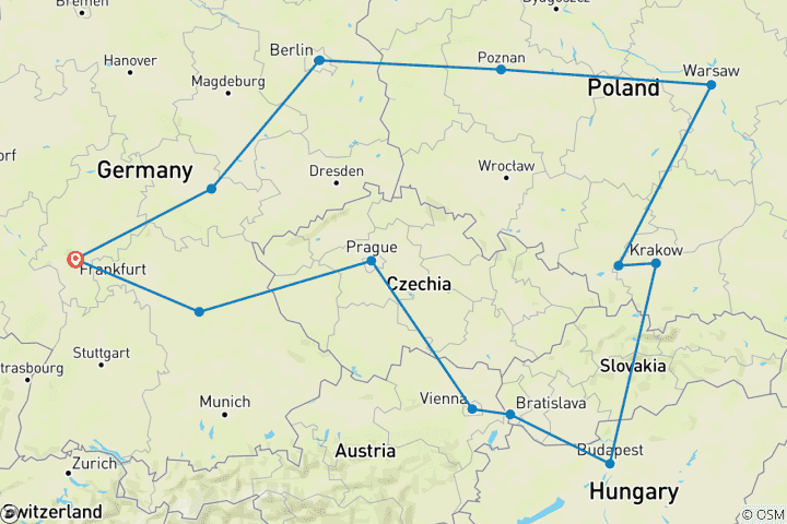 Map of Grand Tour of Central Europe