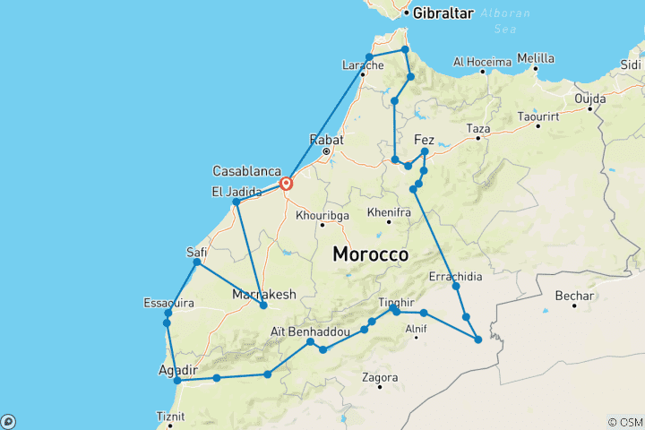 Carte du circuit Circuit de 30 jours au Maroc depuis Casablanca