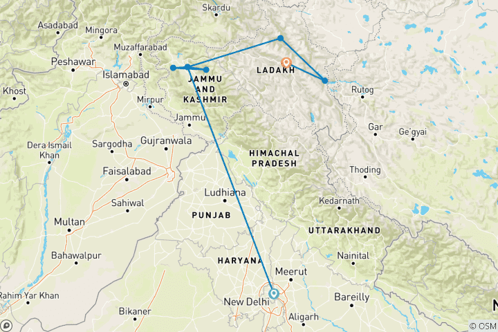 Mapa de Exploración de Cachemira y Ladakh