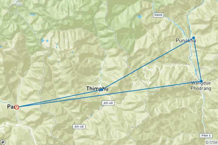 Carte du circuit Vacances au Bhoutan, circuits culturels