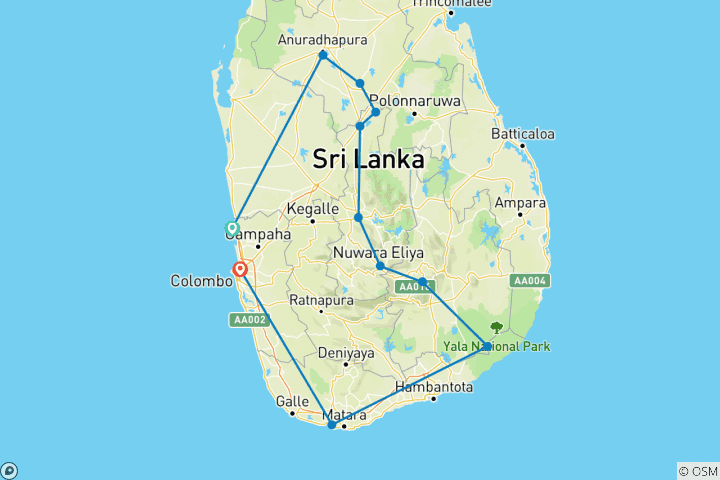 Map of Klassisches Sri Lanka erkunden