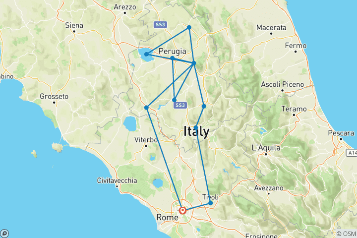 Map of 4 Days Umbria Tour - from Rome