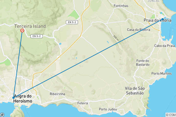 Carte du circuit Court séjour aux Açores, île de Terceira, autotour