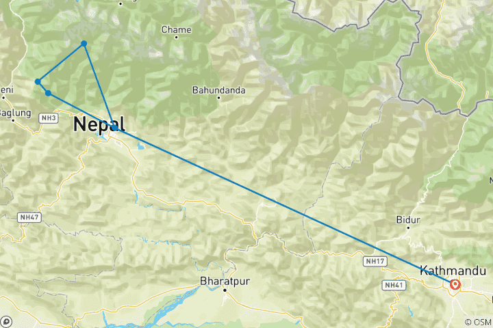 Mapa de Excursión corta a Ghorepani Poon Hill