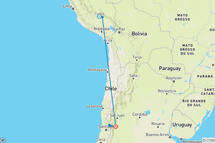 Map of Ausangate to Aconcagua - 16 Days