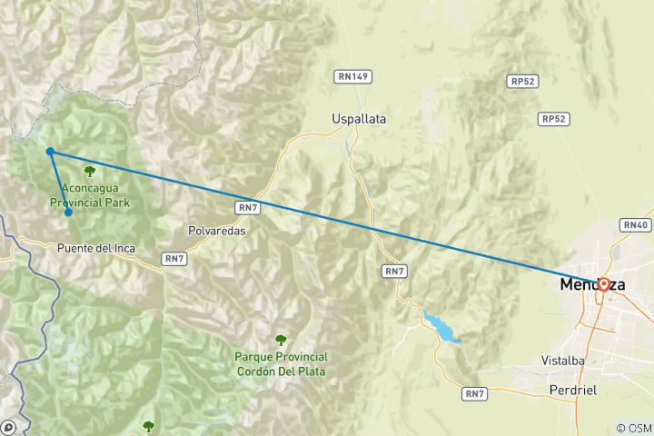 Map of Aconcagua Base Camp Trek - 7 Days