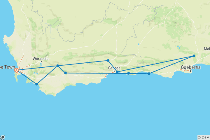 Carte du circuit Odyssée sud-africaine 15 jours/14 nuits (Confort)