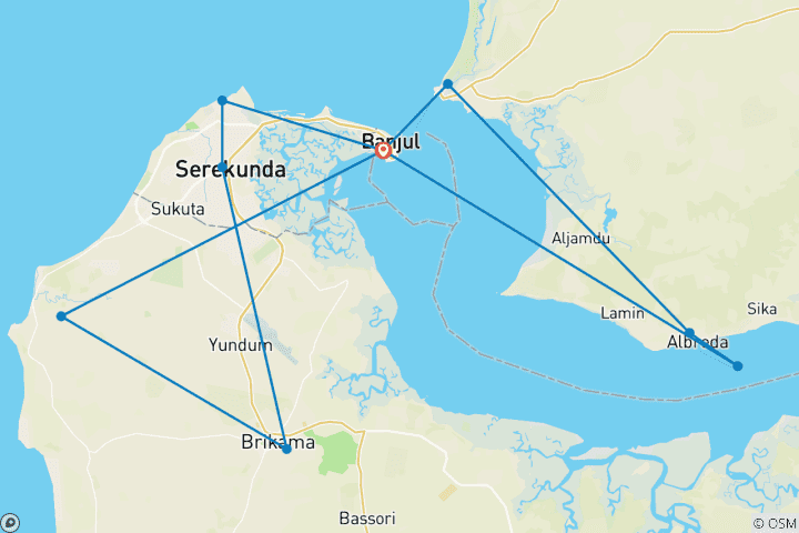 Carte du circuit Expérience gambienne 10 jours/09 nuits