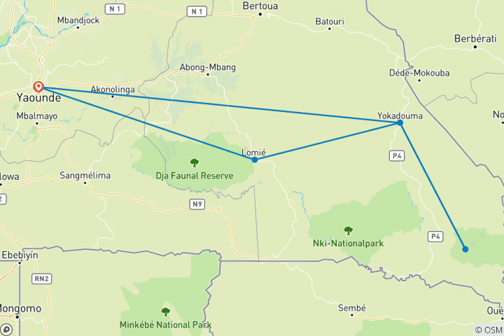 Map of Lobéké National Park Express 11D/10N