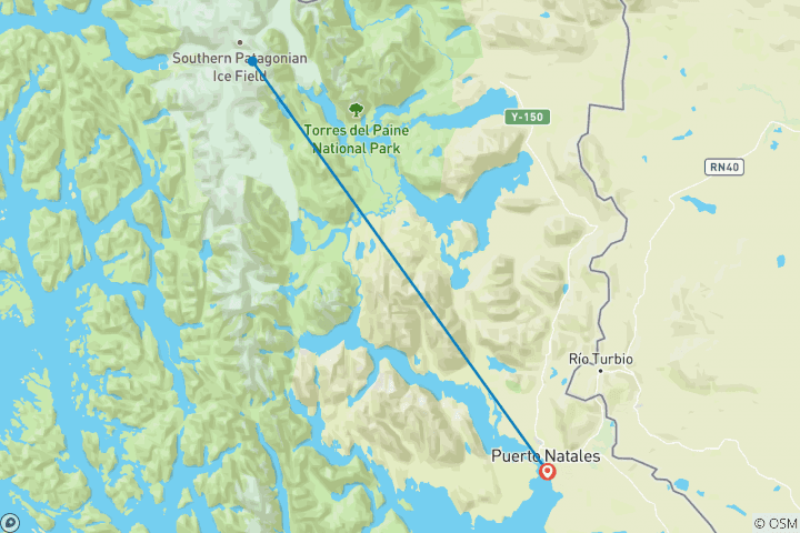 Map of Trek Patagonia: Lago Grey & Lago Nordenskjöld - 3 Days