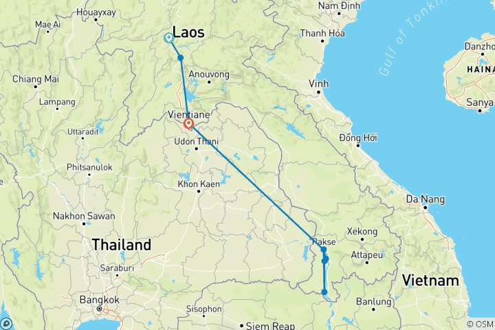 Map of INCREDIBLE LAOS TOUR