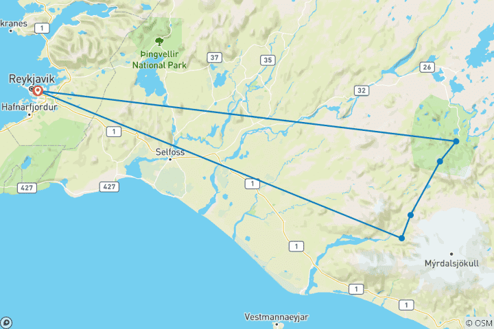 Map of Laugavegur Trek 4D/3N