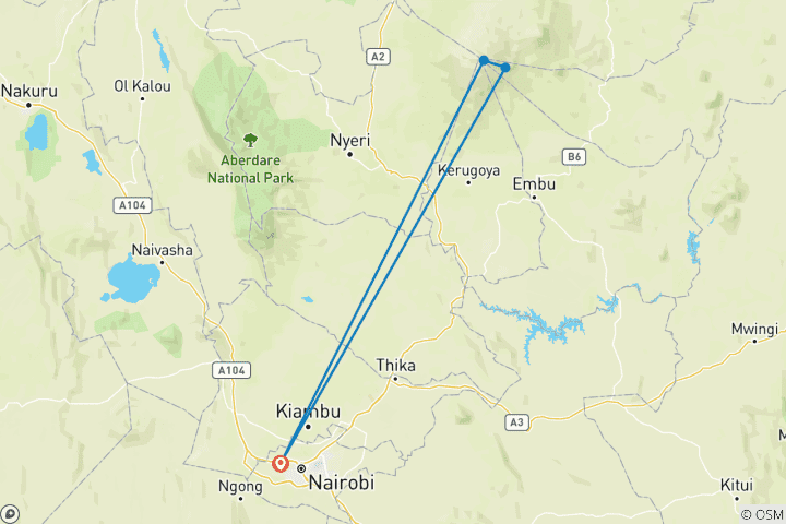 Map of Mount Kenya Trek (Sirimon Route) 4D/3N