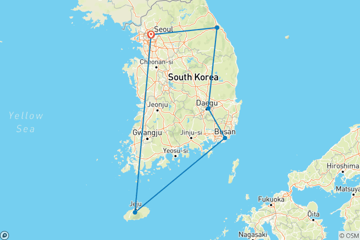 Map of Korean World Heritage Adventure 10D/9N