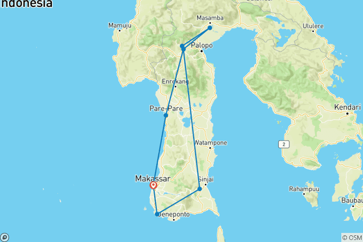 Carte du circuit Expédition en Indonésie : Sulawesi et les tribus Toraja