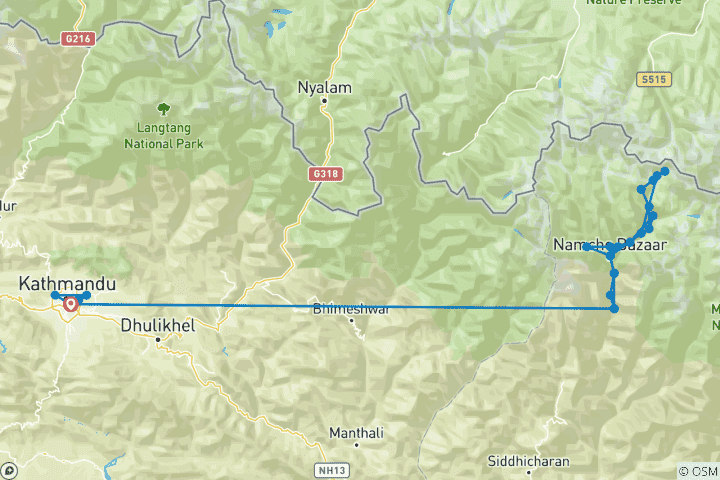 Karte von Everest Base Camp Trekking Tour - 15 Tage