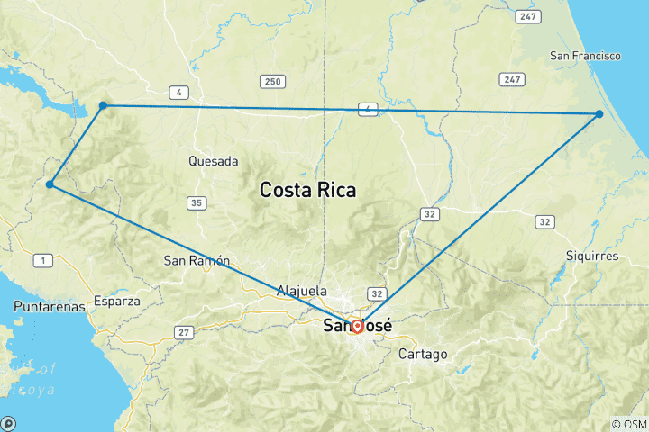 Map of Supersaver | Costa Rica Essentials Plus, 8 days