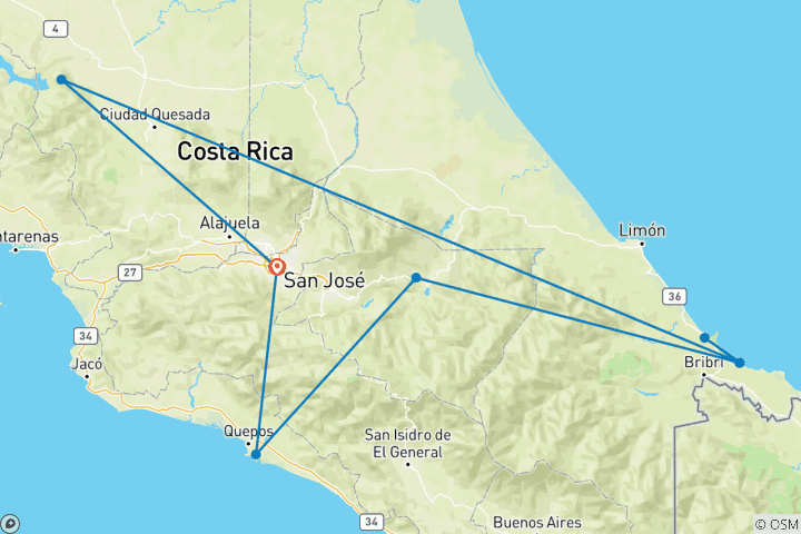 Map of Wild Jungles and Secret Mountains of Costa Rica