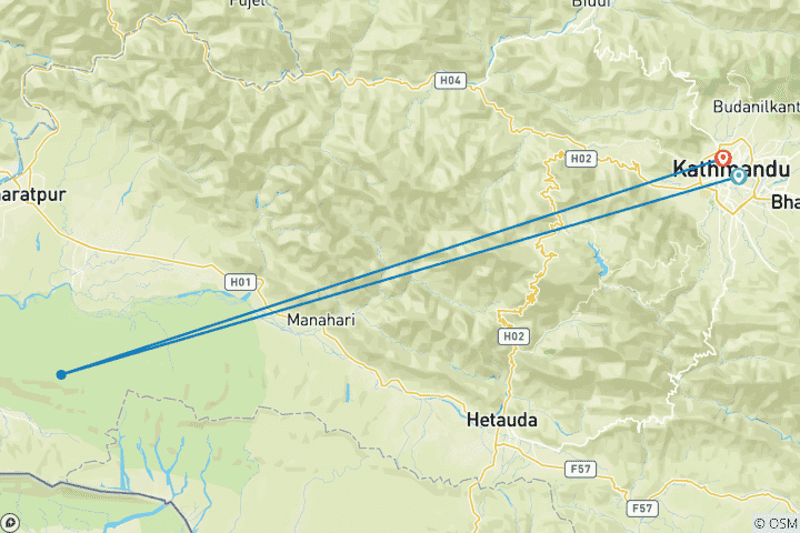 Map of Jungle Safari in Chitwan National Park-3 Days