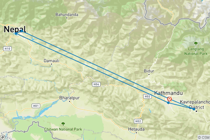Mapa de Retiro de lujo de bienestar en Nepal