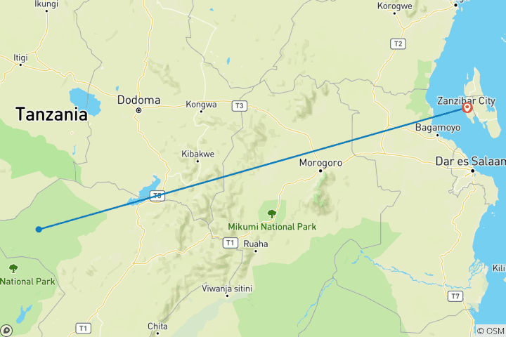 Map of 3 Days - Ruaha National Park Safari (Fly From Zanzibar Or Dar Es Salaam)