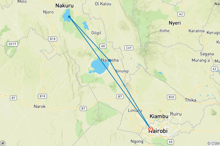 Karte von Lakes Nakuru & Naivasha Tagessafari