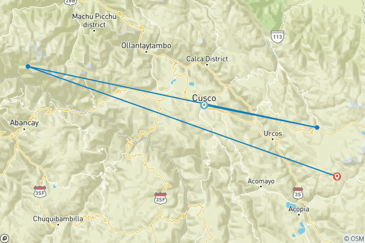 Kaart van Ausangate met Regenboogberg - Cordillera Vilcanota