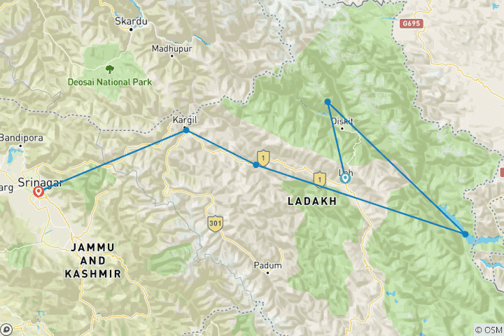 Map of Paradise On Earth - Ladakh And Kashmir !!