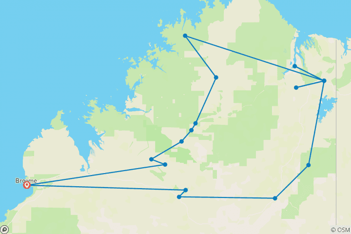 Map of Kimberley Complete Broome Return (2024) (19 destinations)