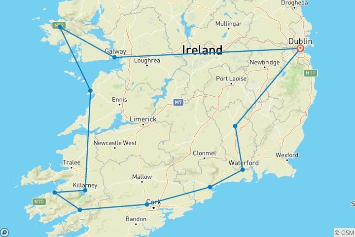 Carte du circuit Irish Gold - 8 jours/7 nuits