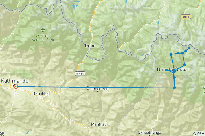 Carte du circuit Trek des trois cols de l'Everest - 21 jours