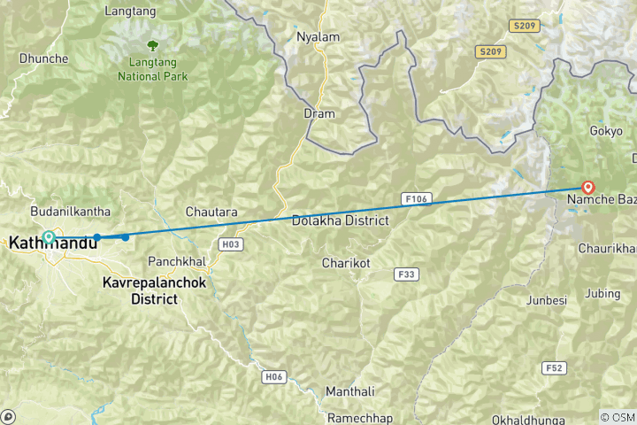 Carte du circuit Nagarkot Changu Narayan - Trek d'une journée