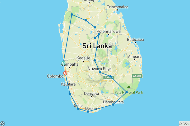 Map of Complete Sri Lanka Experience