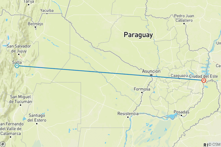 Map of Argentina - Salta, Iguazu & Buenos Aires or Viceversa - 8 days