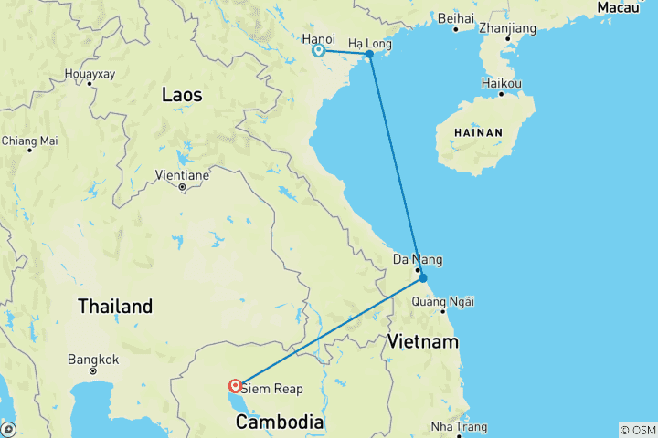 Carte du circuit 09 jours - Vietnam et Cambodge - Circuit de luxe