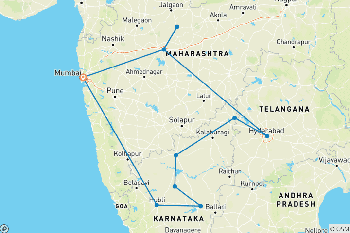 Carte du circuit Saga des pierres sacrées : Odyssée des grottes et des temples