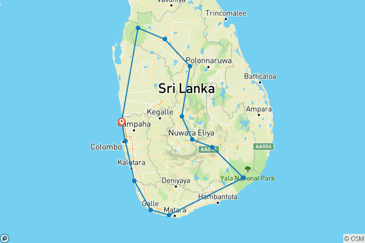 Karte von Sri Lankas Top 10 Highlights