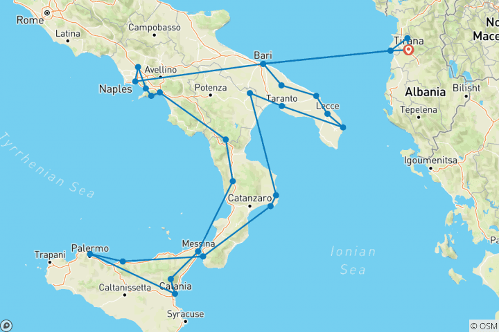 Carte du circuit Grand tour de l'Europe Explorer "Route de la Méditerranée"